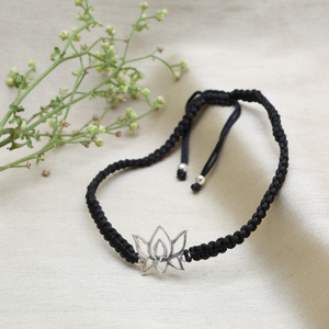 Bracelet en argent sterling 925 avec cordon lotus pour usage quotidien, réglable, protection, bracelet fin, réglable, tendance, cadeau, à porter tous les jours - Product Image 4