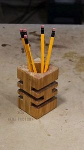 Handcrafted Timber Pen Holder with <b>Smooth</b> Finish Wooden Craft Organizer for Pens <b>Brushes</b> and Tools Vintage Wooden Desk Pen Stand - Product Image 3