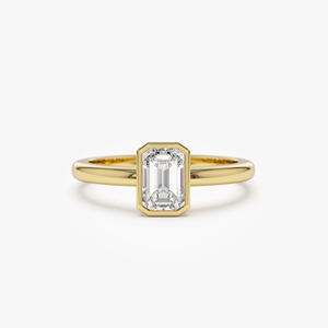 Bague de fiançailles en diamant taille émeraude pour femme, or jaune, style classique, bijoux en diamant naturel - Product Image 1