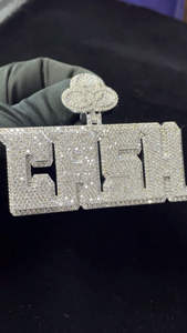 Luxury 925 <b>Silver</b> Crystal Letter Charm Pendant Micro Pave Round Brilliant Cut Unisex Gift Jewelry - Product Image 1