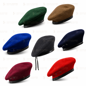 SUPER FORCE Black Striped Breathable 100% Wool <b>Beret</b> Caps for Tactical Outdoor Use with Inner Cloth Lining - Product Image 3
