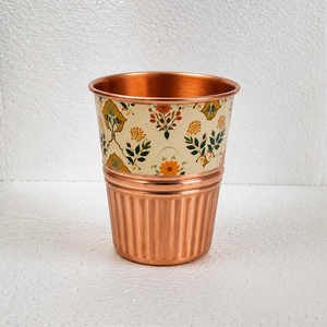 Vaso de Agua de Cobre Puro Hecho a Mano, Vaso de Cobre con Diseño Impreso, Taza Ayurvédica para Beber, Vajilla Floral para Cocina, Venta al por Mayor, 300 ml - Product Image 2