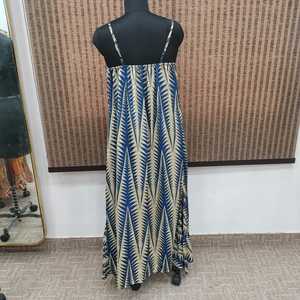 Women's Boho Floral Printed Silk Viscose Polyester Woven Loose Silhouette Floor-Length <b>Dress</b> Spaghetti Strap Regular Fit Casual - Product Image 3