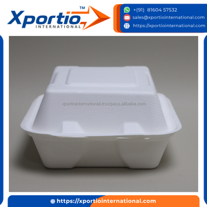 Boîte à repas jetable en fibre de canne à sucre biodégradable, format clamshell, compatible micro-ondes et congélateur, 500 pièces par carton - Product Image 4