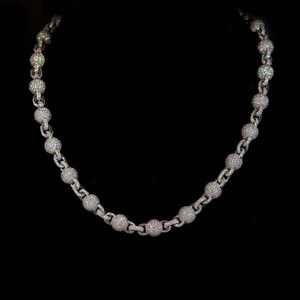 Collar de Cadena de Eslabones con Bolas de Moissanita Personalizado, Plata 925, Bañado en Rodio, Joyería Hip Hop para Hombres y Mujeres, Regalo de Boda - Product Image 2