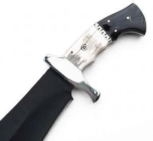 Couteau d'extérieur artisanal sur mesure, revêtement noir, manche en Micarta, garde en acier double Fuller - Product Image 4