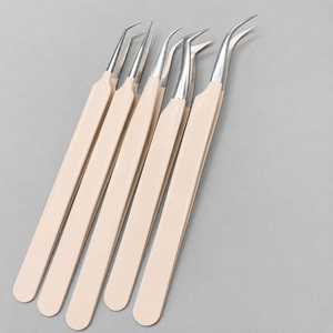 Pince à épiler personnalisée en acier inoxydable, lot de 5 outils à pointe inclinée pour volume, durable et écologique - Product Image 2