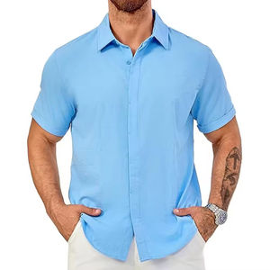 Camisa polo clásica para hombre, color azul cielo, corte ajustado, ligera, de algodón, manga corta, cómoda, moderna, para uso diario, transpirable. - Product Image 5
