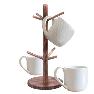 Soporte clásico de madera para tazas, soporte para tazas de café con 6 ganchos, organizador elegante para cocina, accesorios para el hogar - Product Image 1