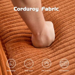 Modern Small Corduroy Loveseat Sofa Comfortable Deep Seat Bed for Bedroom & Living Room with Reversible Cushion Pill - Product Image 4
