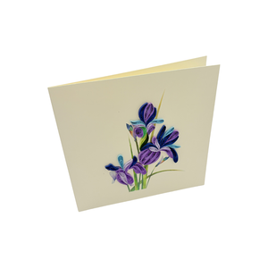 Tarjeta de quilling con diseño de flor de iris, arte en papel para decoración del hogar, diseño floral, flor de papel hecha a mano, forma personalizada, tarjeta de quilling. - Product Image 3