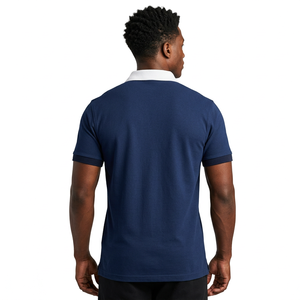 Polo de coach rayé bleu marine, rouge et blanc personnalisé pour hommes – Fabricant OEM/ODM d'uniformes de sport en gros - Product Image 2