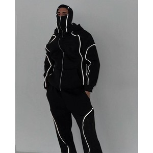 Conjunto Deportivo Unisex con Capucha, Transpirable y Ligero, Color Sólido, Estampado Luminoso, Cintura Ajustable con Cordón, Corte Regular, Casual - Product Image 2