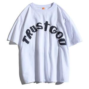 Camiseta de Hombre Negra con Estampado Puff, Personalizada, al por Mayor, de Moda, OEM, Lisa, para Gimnasio, Oversize, Casual - Product Image 2