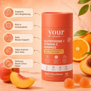 Gummies au Glutathion et Vitamine C pour l'Éclat de la Peau, Saveur Pêche Agrumes, Hydratation et Antioxydant, pour une Peau Radieuse - Product Image 2