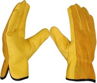 Gants de travail de jardin en cuir jaune, résistants aux coupures, ambidextres, à manchette droite, à enfiler, équipement de protection