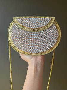 High-Quality Mother Of Pearl And Metal Clutch Designer Style <b>Handbag</b> With Unique Inlay for Formal And Casual Events - Product Image 5