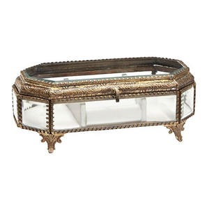 Boîtes à bijoux modernes en verre biseauté en laiton |   Organisateur de bijoux plaqué, fait main, de style européen, de qualité supérieure, avec couleurs et tailles personnalisées - Product Image 6