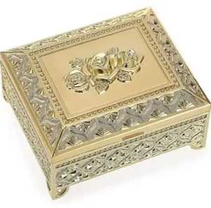 Boîte à bijoux de luxe en métal argenté gaufré, motif coquillage sculpté, étui de rangement à couvercle articulé, coffre rectangulaire pour souvenirs - Product Image 2
