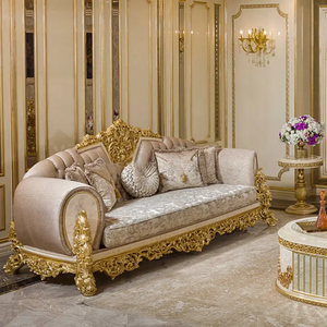 Juego de Sofás Tapizados en Madera de Teca de Lujo Imperial Crown, Muebles Clásicos Europeos para Sala de Estar de Villa Real, Tallados a Mano, Estilo Palacio - Product Image 3