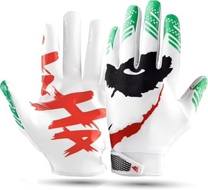 Youth Adult Football <b>Gloves</b> Non-Slip Grip <b>Moisture</b>-Wicking Fabric Flexible Fingers Lace-Up Closure Custom Logo for Sports - Product Image 6
