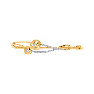 Elegant Dual Triangle Diamond Gold <b>Bangle</b> <b>Bracelet</b> for Women - Product Image 1