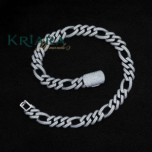 Men's 18k Gold Plated Rhodium S925 Silver Lab Grown Diamond Link Chain <b>Statement</b> <b>Necklace</b> Hiphop Style Wedding Everyday Wear - Product Image 2