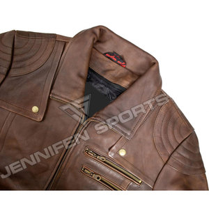 Custom Men's Vintage <b>Brown</b> Distressed Cowhide Bomber <b>Jacket</b> Heavy Cowhide <b>Leather</b> Bomber <b>Jacket</b> for Streetwear Motorcycle <b>Jacket</b> - Product Image 3