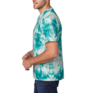 Wholesale Men's <b>Tie</b>-Dye Short Sleeve T-Shirt O-Neck Casual Knitted Regular Fit Teal <b>White</b> Patterned 100% Cotton 2026 - Product Image 3
