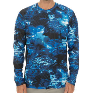 Camisa de Pesca de Manga Larga con Estampado de Agua Azul para Hombre, Protección UPF 50 Anti-UV, Ropa Deportiva - Product Image 1