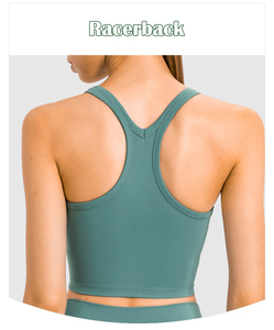 เสื้อชั้นในกีฬาแบบสปอร์ตบรา คอกว้าง สายไขว้หลัง สีพื้น ผ้าถัก ระบายอากาศได้ดี เหมาะสำหรับโยคะ ฟิตเนส และออกกำลังกาย - Product Image 3