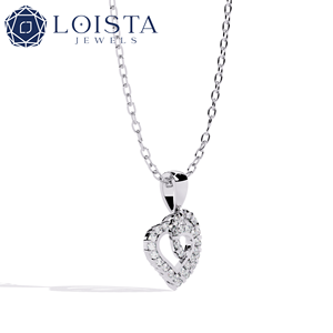 สร้อยคอจี้เพชรรูปหัวใจ Loista เครื่องประดับชุบโรเดียมสีเงินโรแมนติกของผู้หญิงสวมใส่ได้ทุกวัน - Product Image 2