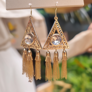 Triangle Gold Polish Statement Fashion Earrings - Product Image 3
