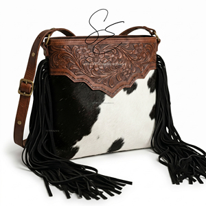 Sac bandoulière en cuir véritable Hairon Western haut de gamme, fait main, avec franges, style cowgirl, sac à main bohème pour femme - Product Image 1
