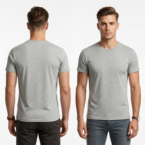 เสื้อยืดผู้ชายทรงปกติ 180 GSM ผ้าฝ้ายผสมวิสโคส สีเทาเฮเธอร์ พิมพ์ลายตามสั่ง ขายส่ง - Product Image 4