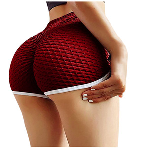 High Waist Breathable Stretchy Yoga Shorts for Women Sporty Knitted Solid <b>Black</b> White Trim Elastic Waist Regular Fit Light - Product Image 5