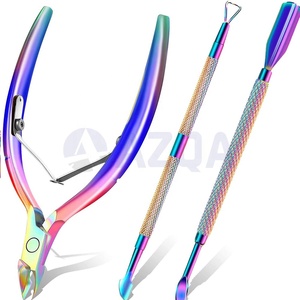 Ensemble de coupe-cuticules, lime à ongles double face et nettoyeur d'ongles en acier inoxydable de haute qualité, finition arc-en-ciel, vente en gros - Product Image 4