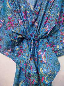 Robe Kaftan Bohème Vintage Faite à la Main en Coton et Dentelle, Imprimé Floral, Coupe Évasée, Grande Taille, Tenue de Plage, Vêtement de Maternité, Cadeau pour Demoiselle d'Honneur - Product Image 2