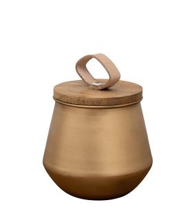 Pot à bougie doré mat avec couvercle en bois, design moderne et luxueux, réutilisable, élégant, décoration d'intérieur, parfum de qualité supérieure - Product Image 1
