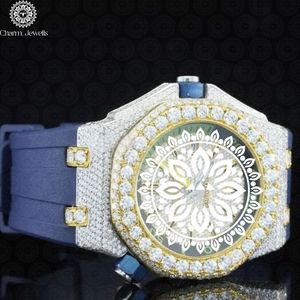 Charm Jewells – montre analogique de luxe en acier inoxydable, boîtier de 40mm, bracelet incrusté de diamants, mouvement mécanique à la mode pour hommes, Date automatique - Product Image 2