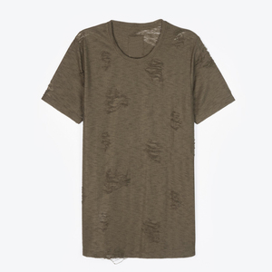 เสื้อยืดสตรีทแวร์ผู้ชายแฟชั่นใหม่ปี 2026 แบบดิสเทรสสีพื้น แขนสั้น สกรีนโลโก้ได้ตามสั่ง ล้างสีแบบเอซิดวอช ผ้าฝ้าย 100% - Product Image 6