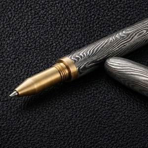 Custom Handmade Damascus Steel Tactical <b>Pen</b> with <b>Refillable</b> Ink Cartridge Precision Machined Metal Body Screw Cap and Premium - Product Image 2
