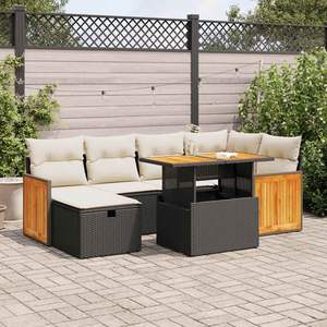 Conjunto de Sofás Grandes para Jardín en Ratán Sintético Negro, Muebles de Exterior Elegantes y Duraderos - Product Image 1