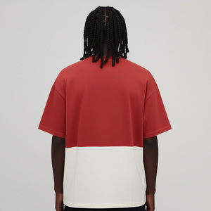 Camisetas de Hombre Oversize con Bloques de Color, Manga Corta, Cuello Redondo, 100% Algodón Jersey, Estilo Casual Urbano, Ribete en Contraste, Logotipo Frontal con Letras - Product Image 5