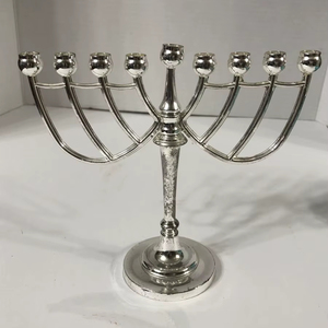 Vintage <b>Silver</b> Traditional Metal Menorah Candle Holder Hanukkah Decorative Tabletop Classic Home Display Stand - Product Image 1