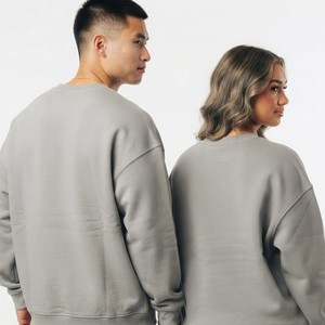 Sudadera Oversize de Algodón Grueso para Mujer, Color Liso, Hombro Caído, Cuello Redondo, Unisex, Fabricante OEM ODM - Product Image 2