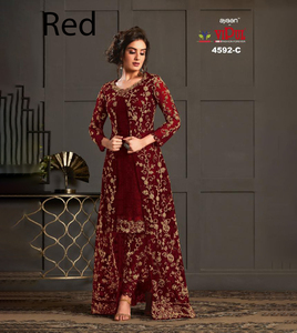 Vêtements indiens et pakistanais, robe longue Anarakali en tissu papillon avec broderie, travail de miroir, dentelle brodée, entièrement cousue - Product Image 1