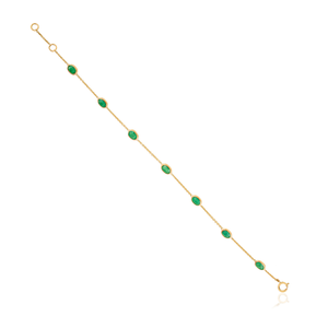 Wholesale New Minimalist Design Zambian <b>Emerald</b> Station Chain Bracelet Real K14 Yellow Gold Daily Wear Jewelry Graduation Gift - Product Image 6