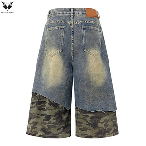 Shorts en jean décontractés pour hommes, coupe ample, style skateboard, robustes, avec logo personnalisé, en denim épais et ample - Product Image 2