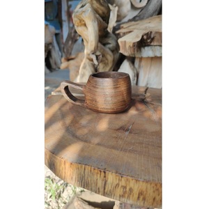 Handmade Wooden Mug Belly Cup Minimalist Wabi Sabi Design Solid Wood Natural Finish Coffee Ware for Home Use - Product Image 1